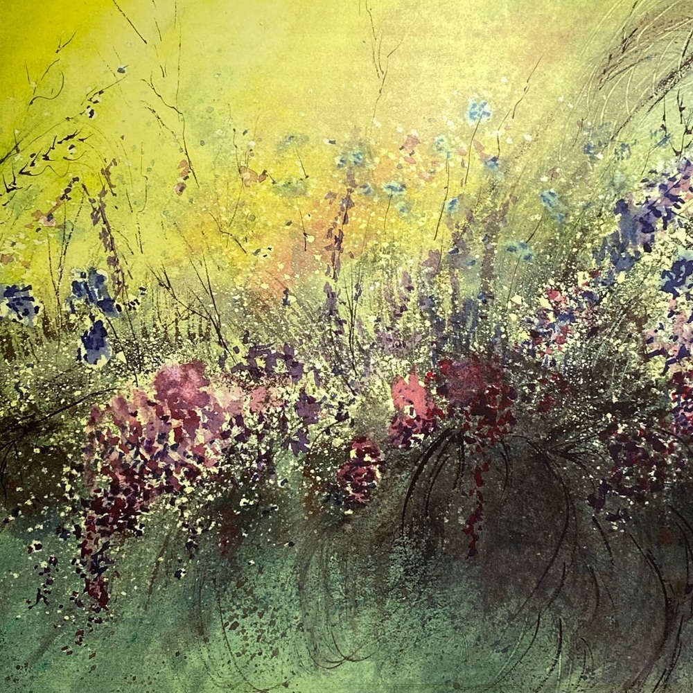 PRINT OF AN ORIGINAL WATERCOLOR FLORAL COPY ON MEDIUM STOCK PAPER SIGNED LTD